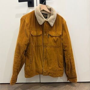 Scotch & Soda Men's Mustard Corduroy Jacket with Cream Collar
